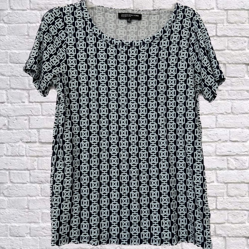 Jones New York Dressy S/S Tee Shirt Size Medium Blue